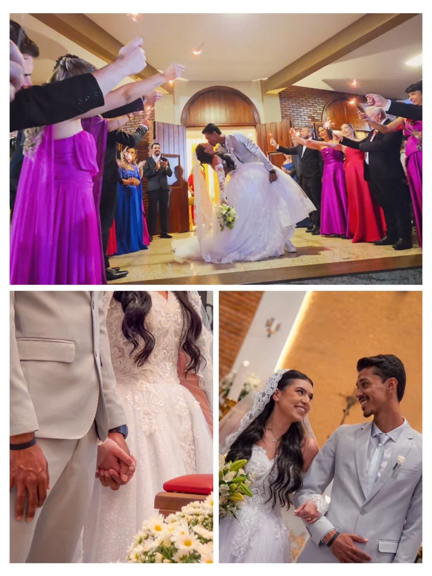 Saída dos noivos com estrelinhas no final da festa de casamento